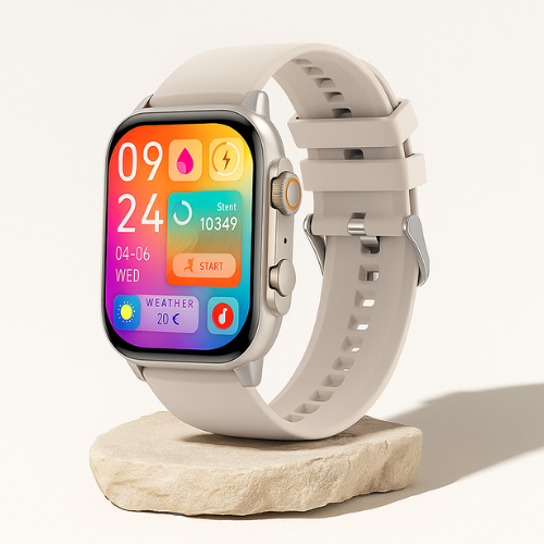 Infinity P7 Smartwatch: Elegant Beige, AMOLED Display & Bluetooth Calling